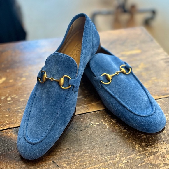 Gucci Men’s Blue Suede Horsebit Loafers, mint condition - Picture 1 of 13